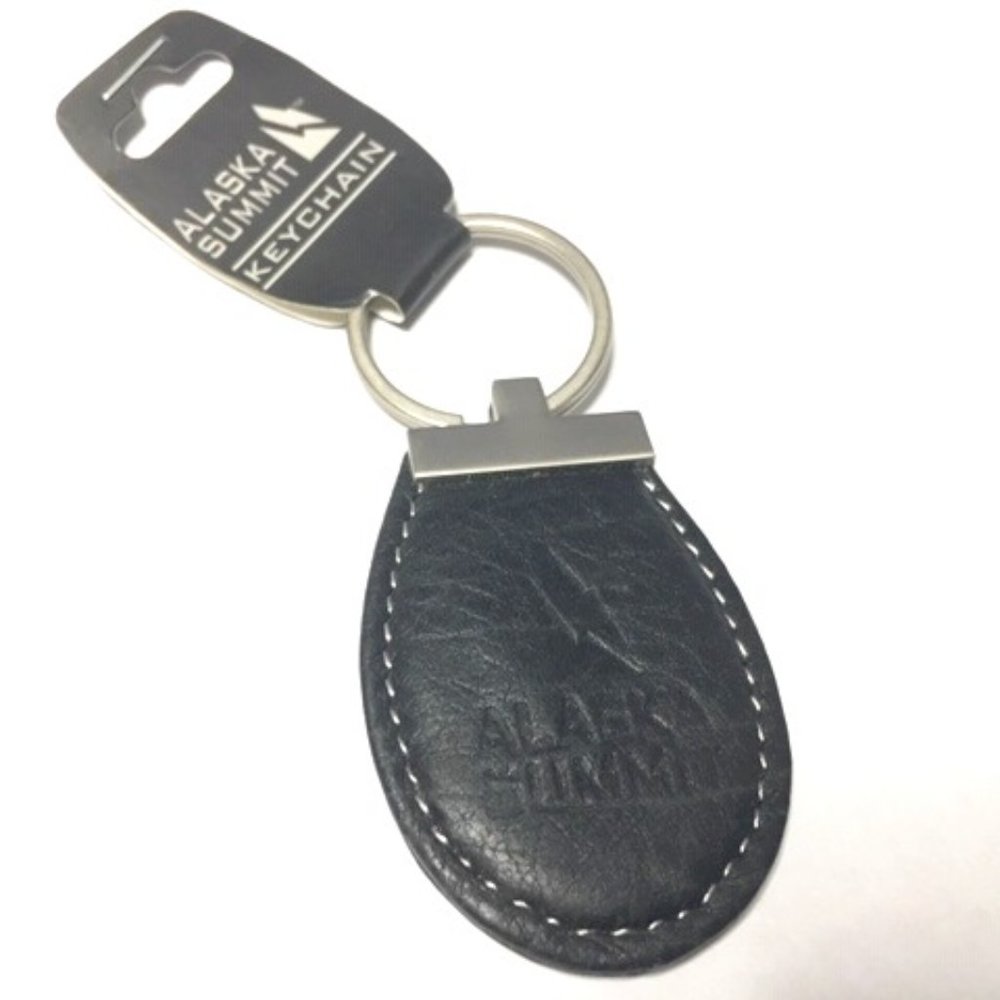 Alaska Summit Leather Keychain w/Silver Toned Hardware 3.5"